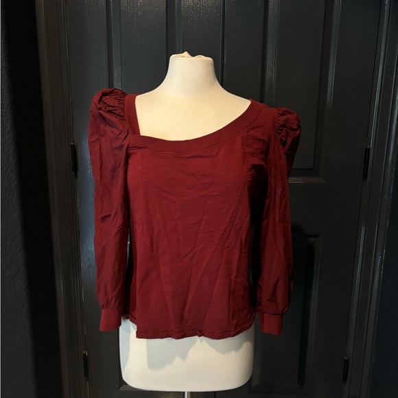 NATION Red Ruched Puff Sleeve Blouse - Picture 1 of 4